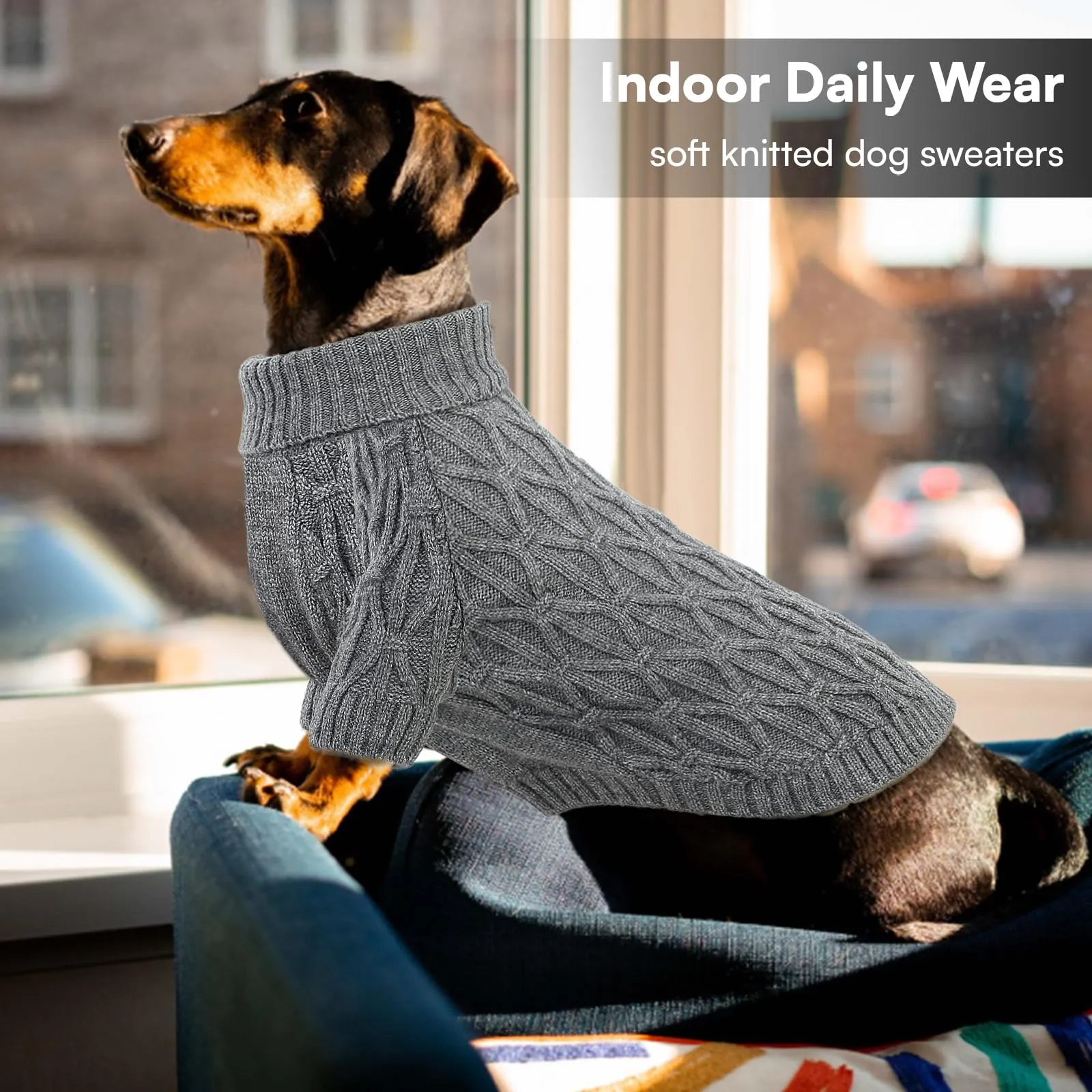 Queenmore Maglione per Cani di Taglia Grande, Maglioncino Cane con Collo Alto e Tessuto Caldo, Vestito Natale per Labrador, Golden Retriever e Border Collie, Grigio, 2XL - immagine 4