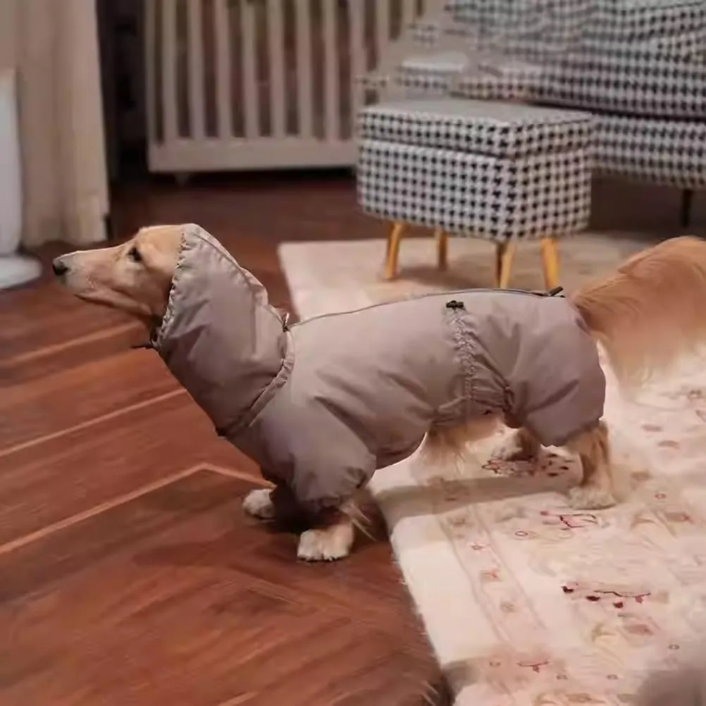 Cappotto Invernale Per Bassotti, Cappotto Caldo Per Cani Per Il Freddo, Giacca Calda Antivento A 4 Zampe Per Cani Con Cerniera, Giacca Morbida A Collo Alto Per Cani Di Piccola Taglia,Marrone,2XL - immagine 1