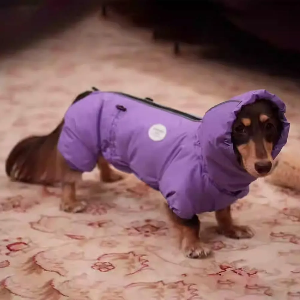 Cappotto Invernale Per Bassotti, Cappotto Caldo Per Cani Per Il Freddo, Giacca Calda Antivento A 4 Zampe Per Cani Con Cerniera, Giacca Morbida A Collo Alto Per Cani Di Piccola Taglia,Viola,2XL - immagine 1