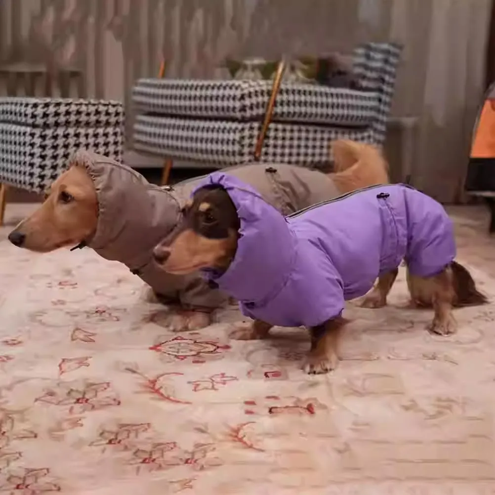 Cappotto Invernale Per Bassotti, Cappotto Caldo Per Cani Per Il Freddo, Giacca Calda Antivento A 4 Zampe Per Cani Con Cerniera, Giacca Morbida A Collo Alto Per Cani Di Piccola Taglia,Marrone,L - immagine 3