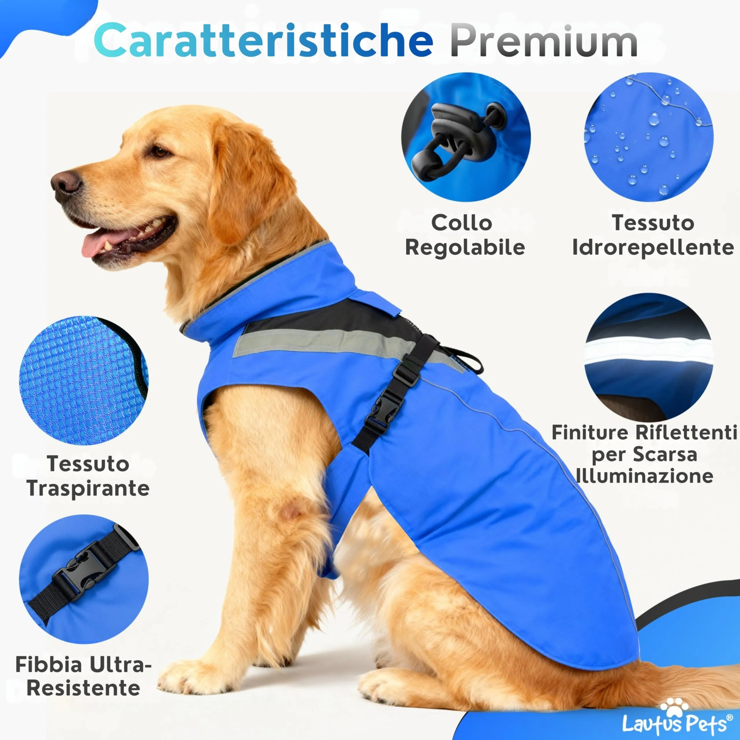 Lautus Pets Impermeabile Cane, Accessori Per Cani, Strisce Riflettenti - immagine 5