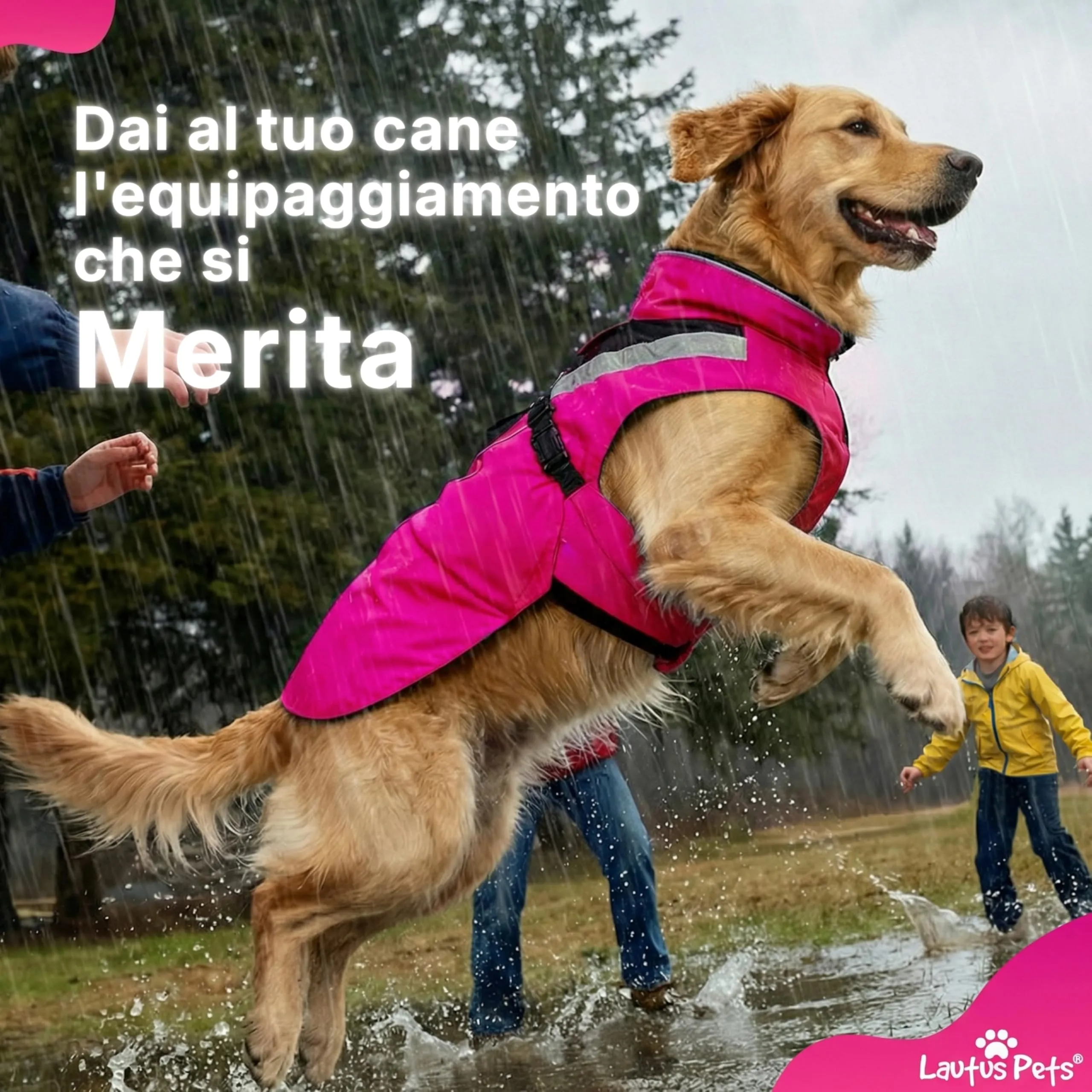 Lautus Pets Impermeabile Cane, Accessori Per Cani, Strisce Riflettenti - immagine 2