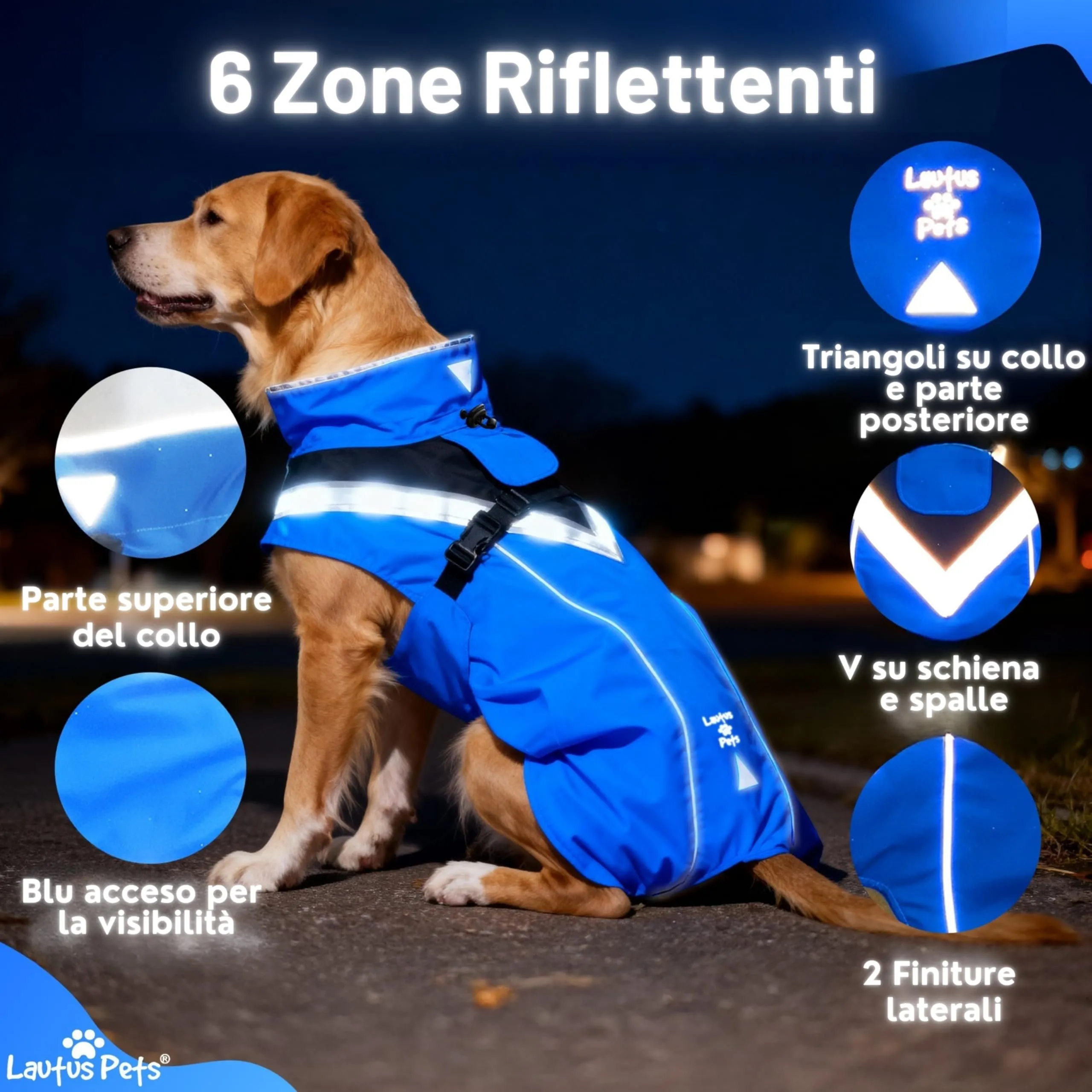 Lautus Pets Impermeabile Cane, Accessori Per Cani, Strisce Riflettenti - immagine 6
