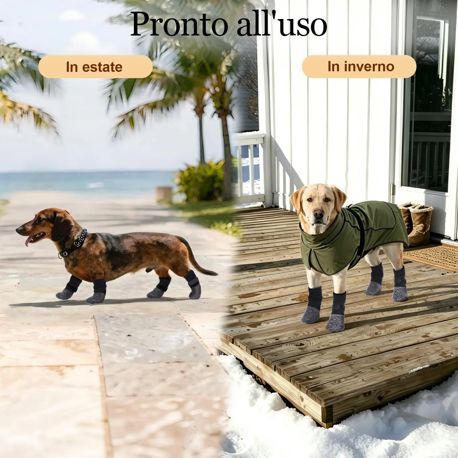 PETLOFT Calzini Antiscivolo per Cani, Prevengono Le Leccate e Graffi, Migliorano la Trazione, Adatti a Cani da Taglia Media a Grande, Regolabili con Gancio e Anello (S, Nero, Ossa Cartoon) - immagine 6