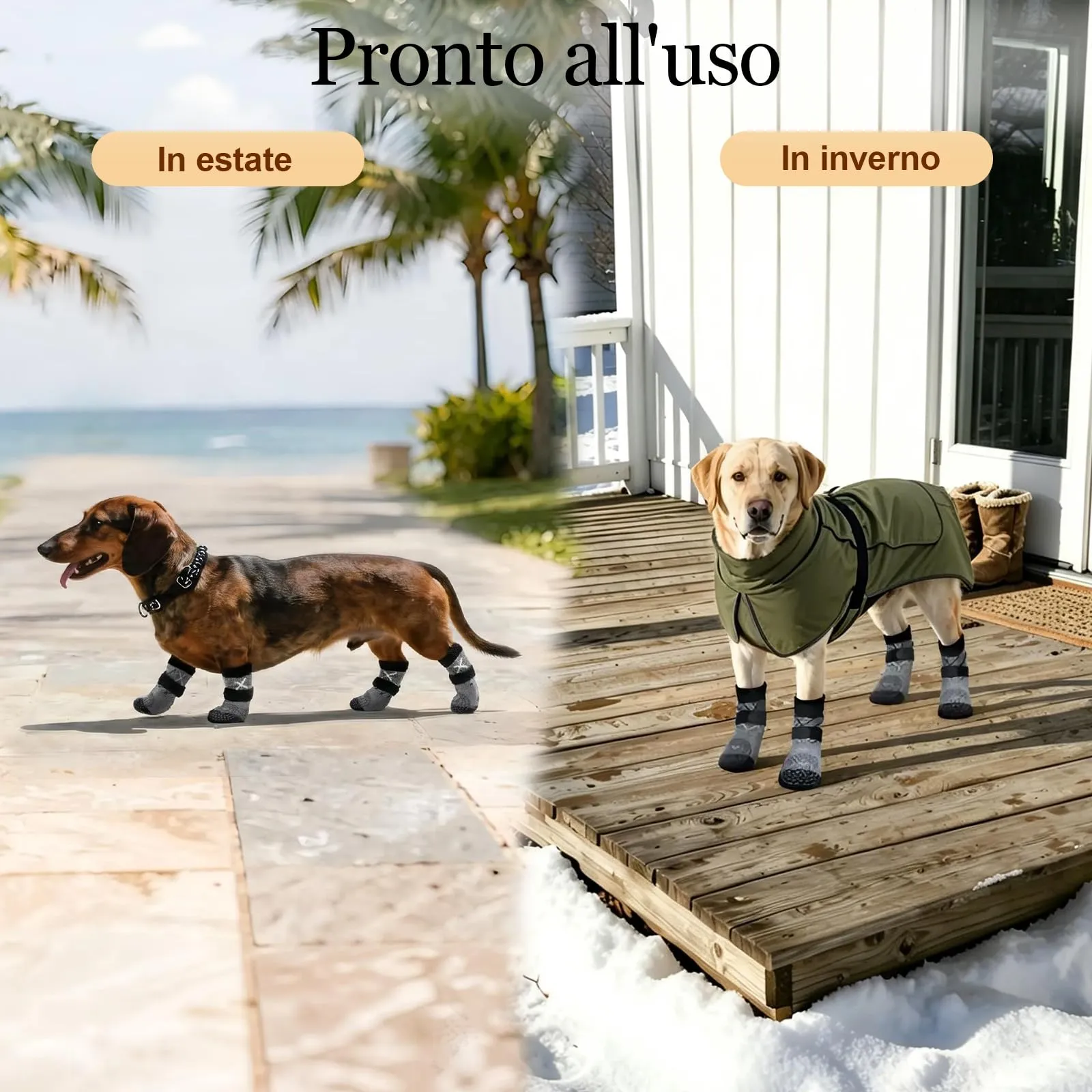 PETLOFT Calzini Antiscivolo per Cani, Prevengono Le Leccate e Graffi, Migliorano la Trazione, Adatti a Cani da Taglia Media a Grande, Regolabili con Gancio e Anello (S, Grigio, A Pois) - immagine 6