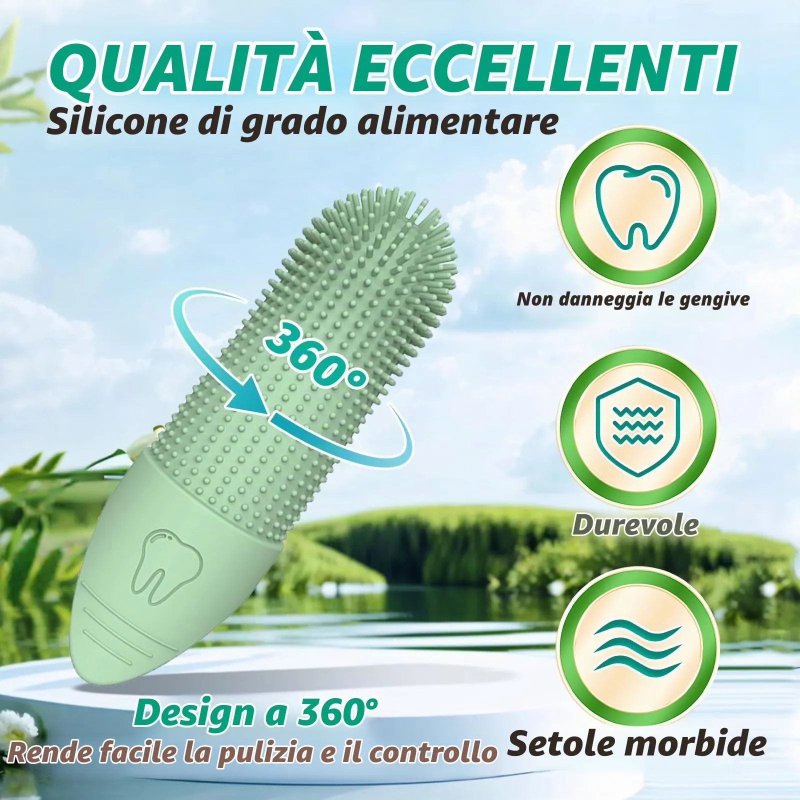 Soodyoow 2 Pièces Spazzolino da Dito per Cani, Silicone Premium Ultra-Resistente, Design 360° per Controllo Facile & Pulizia Delicata, Alternativa alle Spazzole Tradizionali - immagine 4