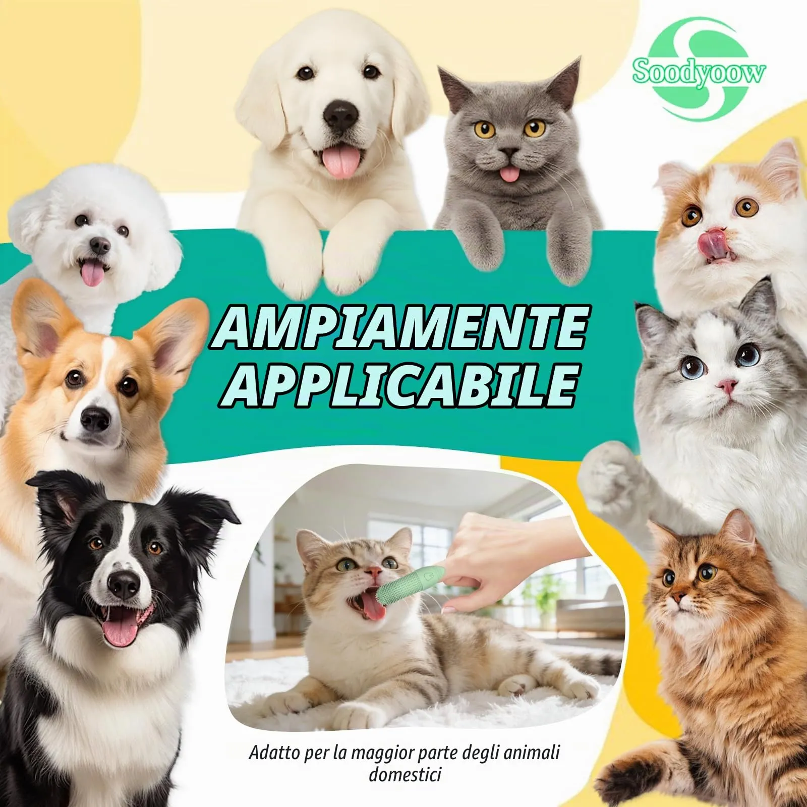Soodyoow 2 Pièces Spazzolino da Dito per Cani, Silicone Premium Ultra-Resistente, Design 360° per Controllo Facile & Pulizia Delicata, Alternativa alle Spazzole Tradizionali - immagine 6