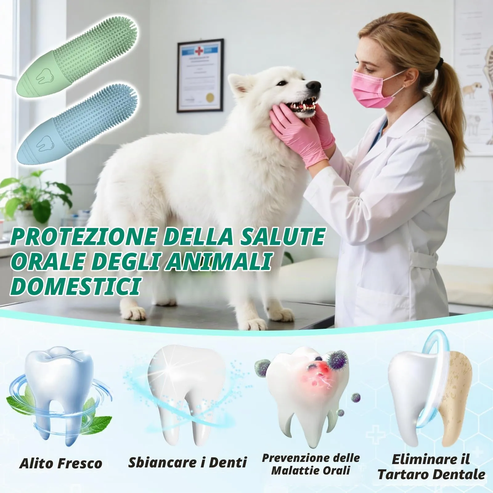 Soodyoow 2 Pièces Spazzolino da Dito per Cani, Silicone Premium Ultra-Resistente, Design 360° per Controllo Facile & Pulizia Delicata, Alternativa alle Spazzole Tradizionali - immagine 7