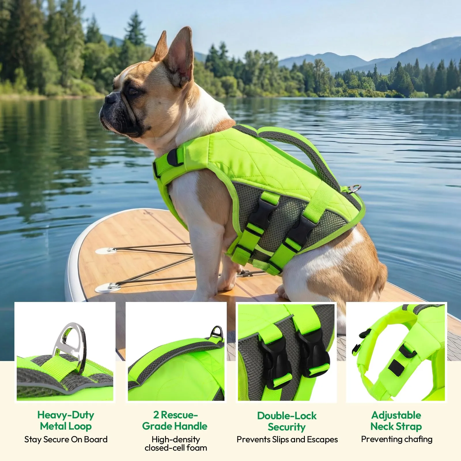 KONVINIT Salvagente per Cani di Piccola Taglia, Giubbotto di Salvataggio con Maniglia e Bande Riflettenti, Galleggiabilità Alta, Regolabile, per Nuoto e Barca,Dog Life Jacket - immagine 4