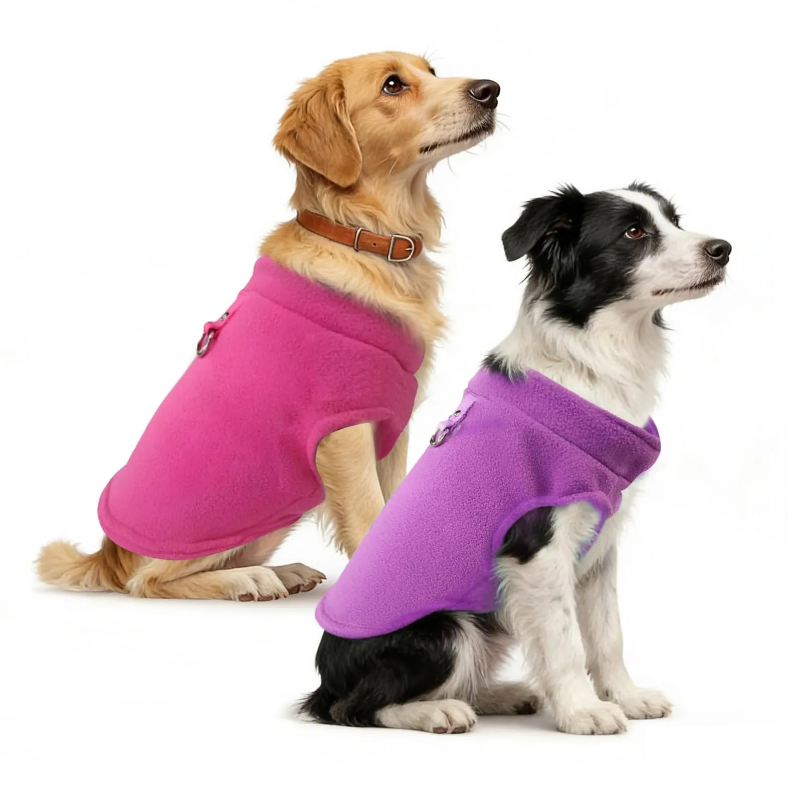 CUEMOON 2 Maglioncino per Cani e Gatti di Piccola Taglia, Gilet per Cani in Pile Elasticizzato Viola Rosa, S - immagine 1