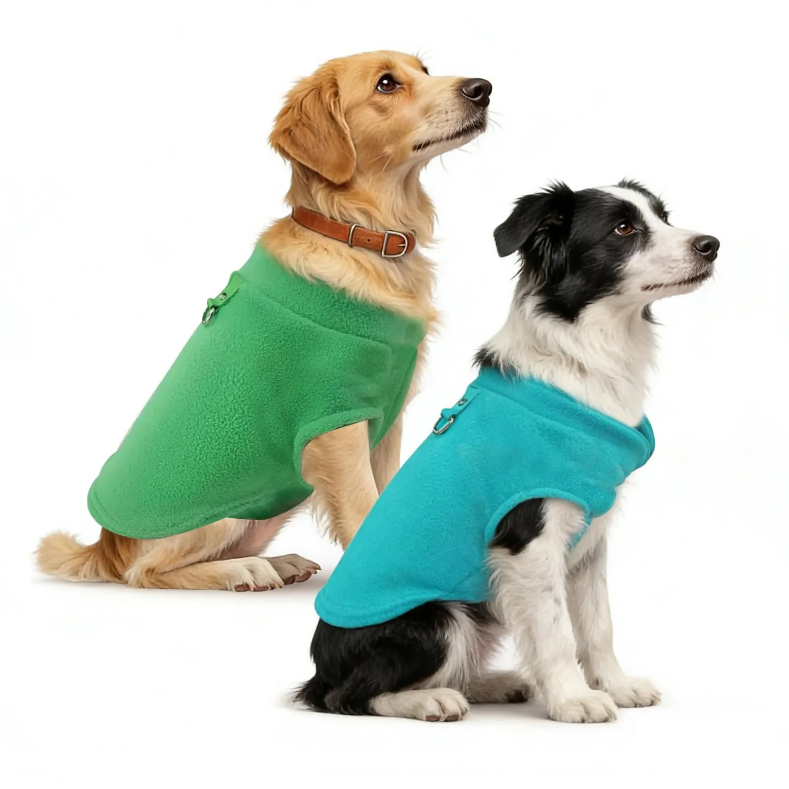 CUEMOON 2 Maglioncino per Cani e Gatti di Piccola Taglia, Gilet per Cani in Pile Elasticizzato Blu Verde, L - immagine 1