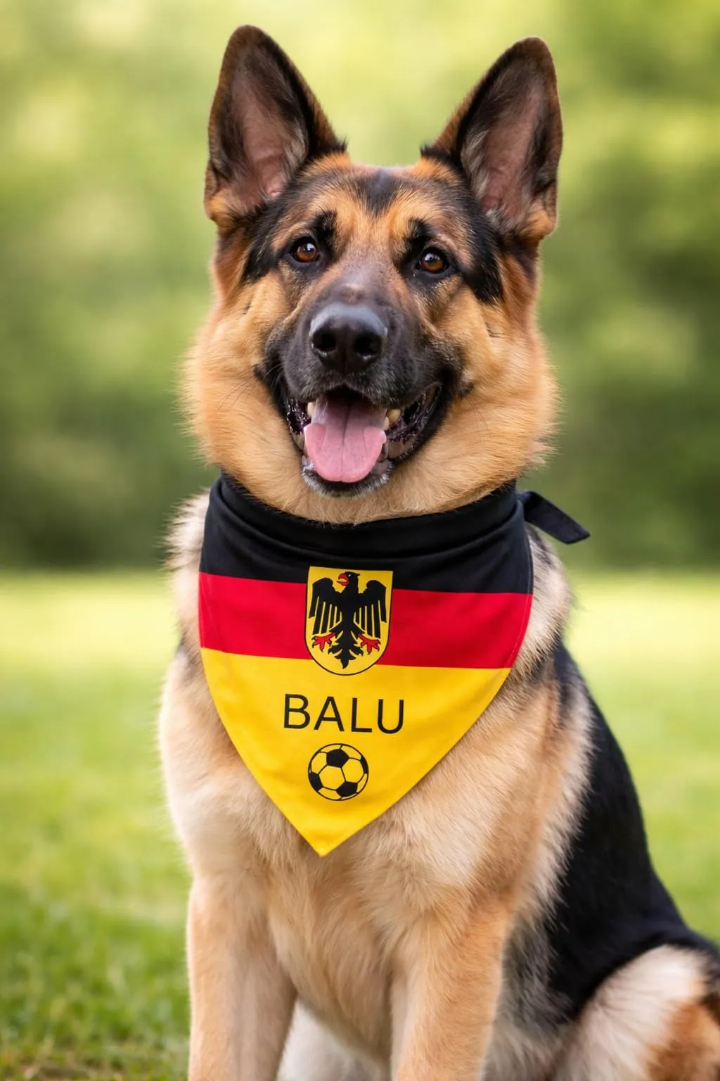 Bandana Personalizzata per Cane con Nome – Foulard per Cani Personalizzabile con Testo e Simbolo – Lavabile – Prodotto e Personalizzato in Europa (Germania con aquila, S) - immagine 1