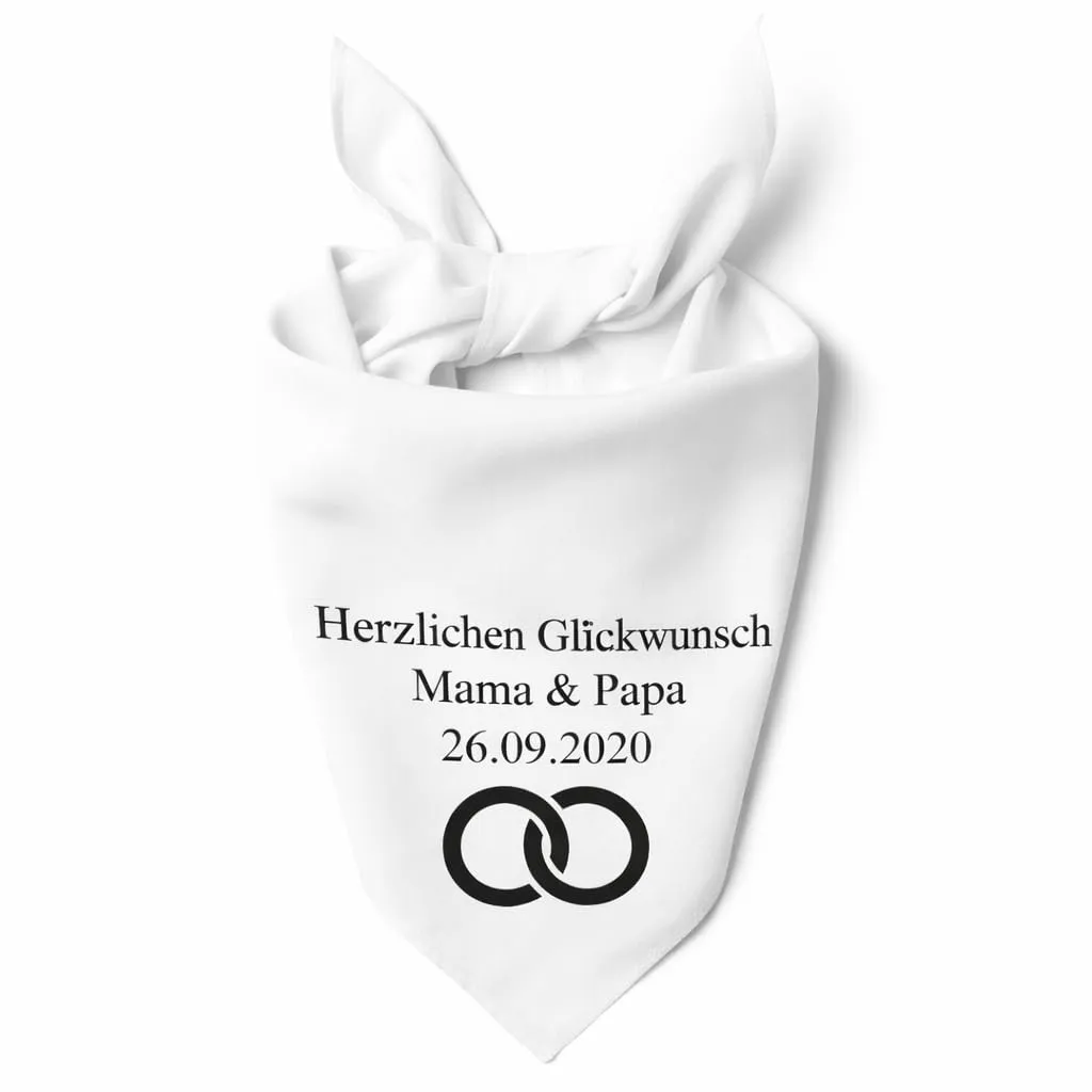 Bandana Personalizzata per Cane con Nome – Foulard per Cani Personalizzabile con Testo e Simbolo – Lavabile – Prodotto e Personalizzato in Europa (Matrimonio, M) - immagine 2