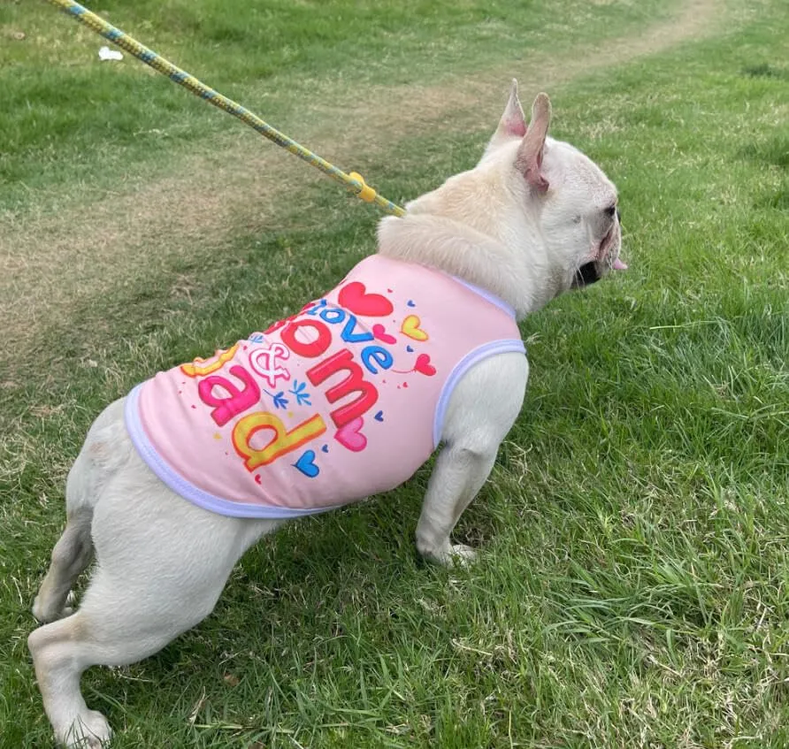 Izefia 4 Pezzi Magliette per Cani 4pz Traspirante Amore Mamma PapÀ Ragazzo Ragazza Canotta Estiva Fresca Maglietta per Piccolo Cane Cucciolo Gatto Medio - immagine 4
