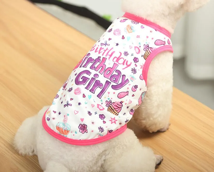 Izefia Magliette per Cani Vestiti Traspiranti Principessa Compleanno Ragazzo Ragazza Canotta Estiva Fresca Maglietta per Piccolo Cane Cucciolo Gatto Medio - immagine 4
