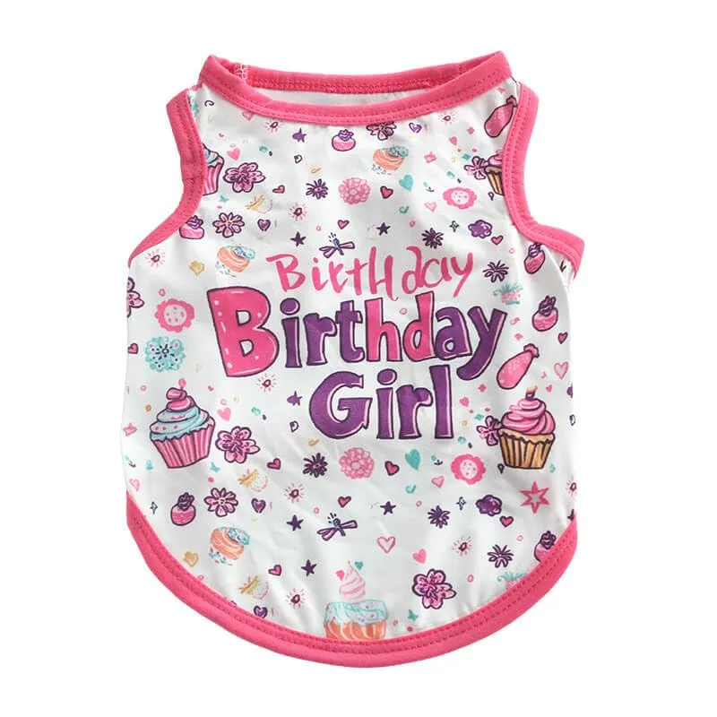 Izefia Magliette per Cani Vestiti Traspiranti Principessa Compleanno Ragazzo Ragazza Canotta Estiva Fresca Maglietta per Piccolo Cane Cucciolo Gatto Medio - immagine 1