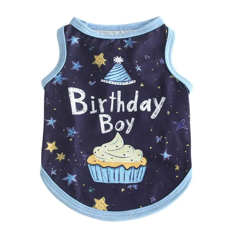 Izefia Magliette per Cani Vestiti Traspiranti Principessa Compleanno Ragazzo Ragazza Canotta Estiva Fresca Maglietta per Piccolo Cane Cucciolo Gatto Medio - immagine 1