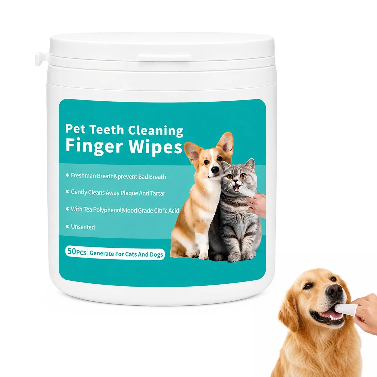 ZampaLife Salviette Dentali per Cani e Gatti, 50 Pezzi, Salviette per Pulizia Denti Animali, Igiene Orale Quotidiana, Salviettine da Dito per Bocca, ZampaLife Salviette Dentali Cane (1 Confezione) - immagine 1