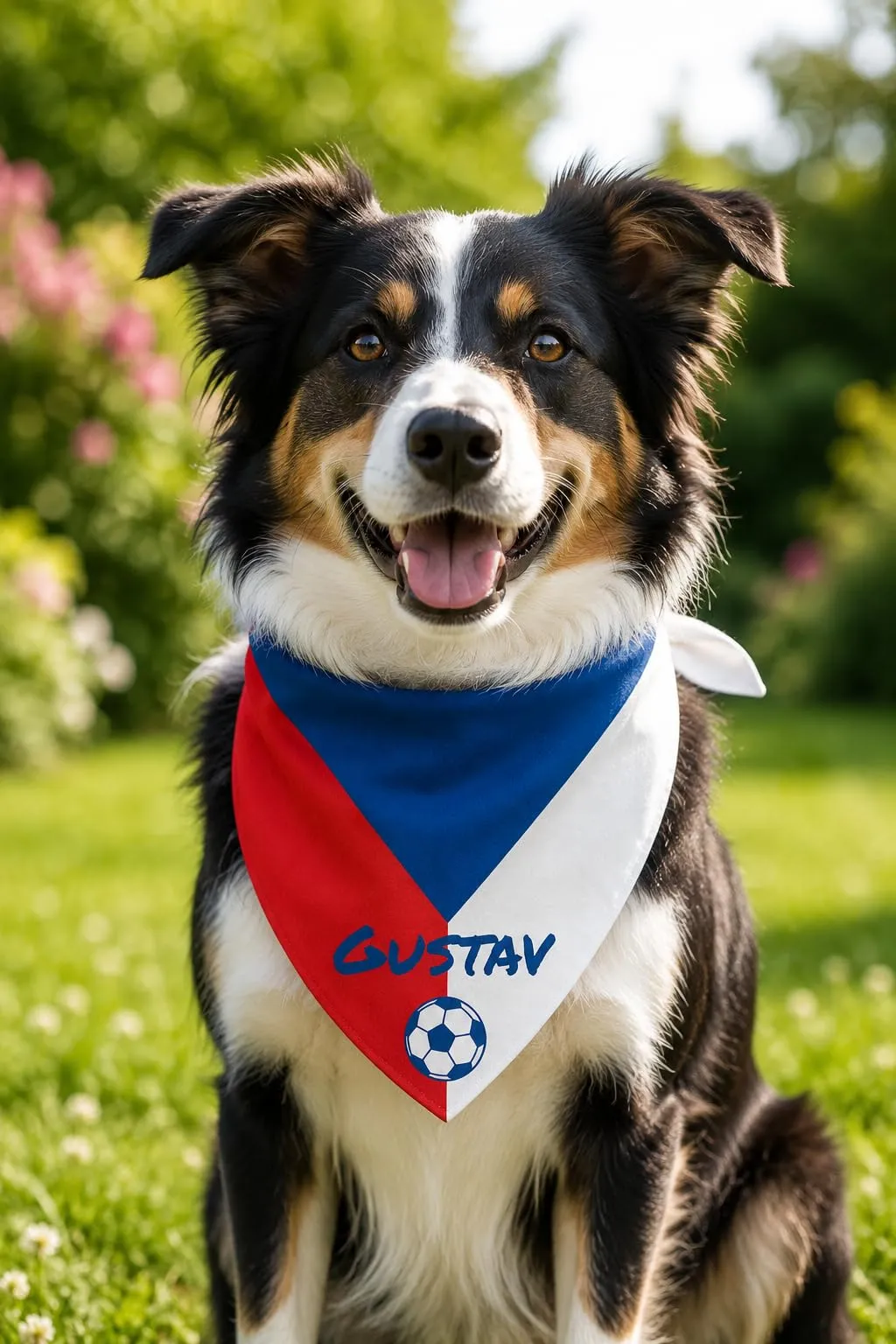 Bandana Personalizzata per Cane con Nome – Foulard per Cani Personalizzabile con Testo e Simbolo – Lavabile – Prodotto e Personalizzato in Europa (Repubblica Ceca, L) - immagine 2