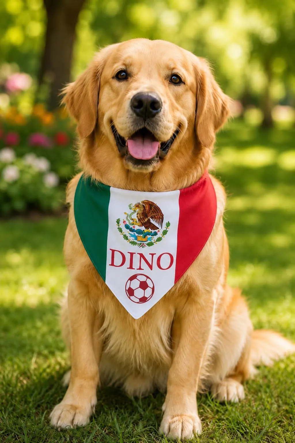 Bandana Personalizzata per Cane con Nome – Foulard per Cani Personalizzabile con Testo e Simbolo – Lavabile – Prodotto e Personalizzato in Europa (Messico, M) - immagine 2