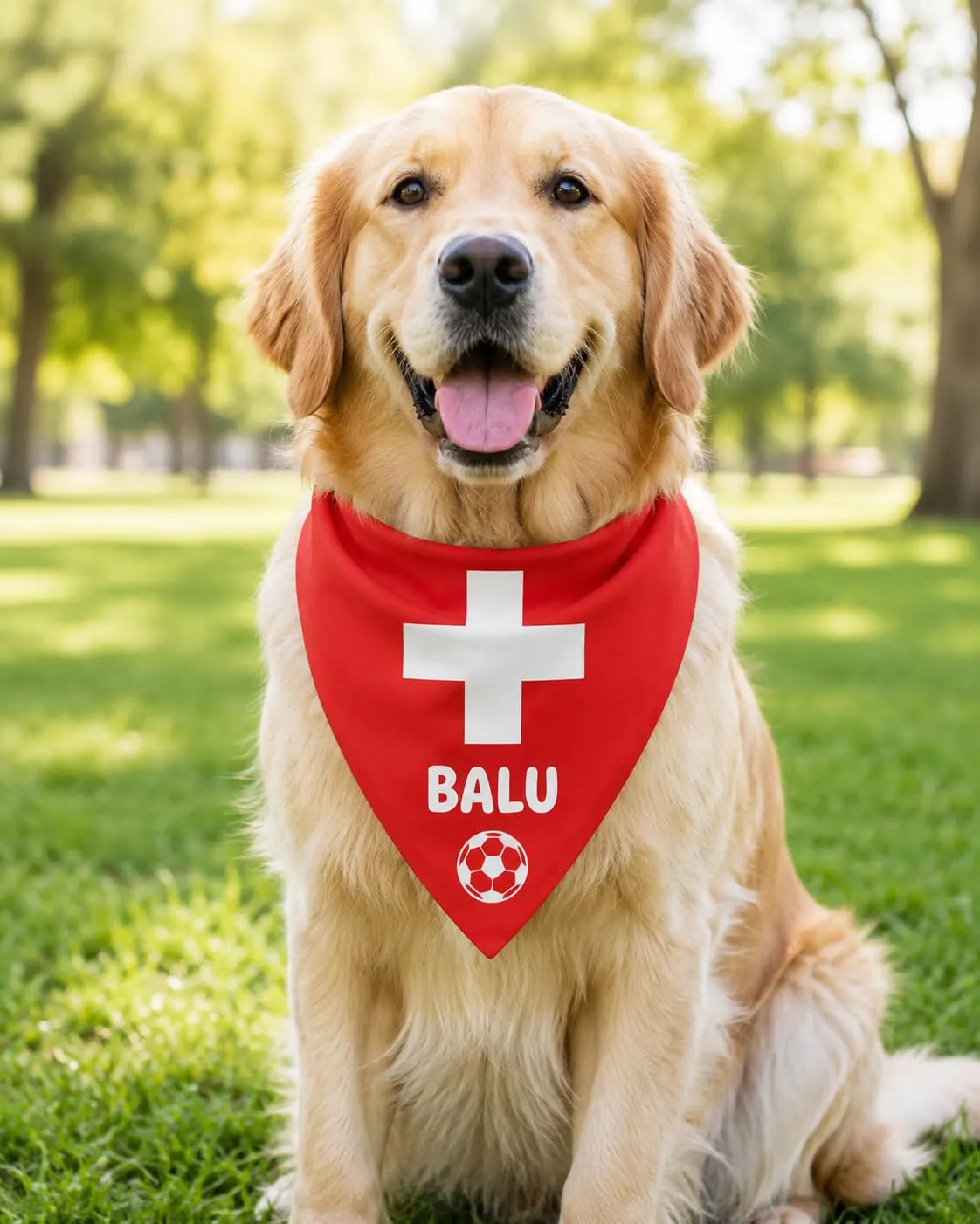 Bandana Personalizzata per Cane con Nome – Foulard per Cani Personalizzabile con Testo e Simbolo – Lavabile – Prodotto e Personalizzato in Europa (Svizzera, L) - immagine 2