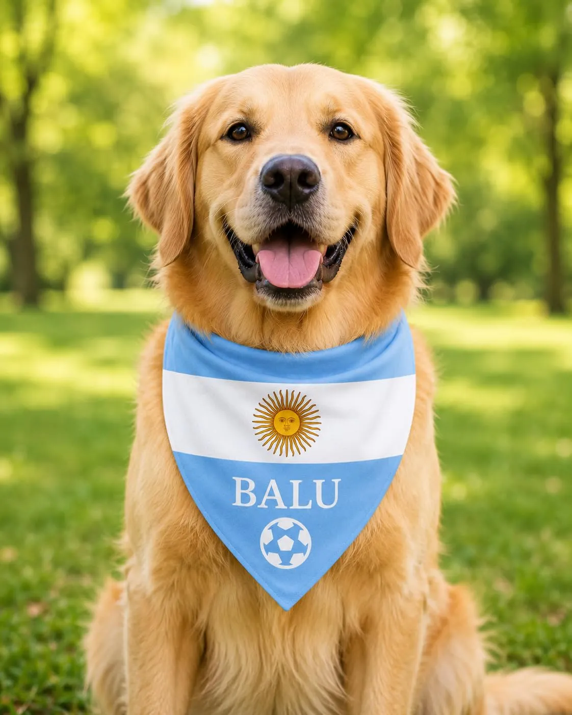 Bandana Personalizzata per Cane con Nome – Foulard per Cani Personalizzabile con Testo e Simbolo – Lavabile – Prodotto e Personalizzato in Europa (Argentina, S) - immagine 2