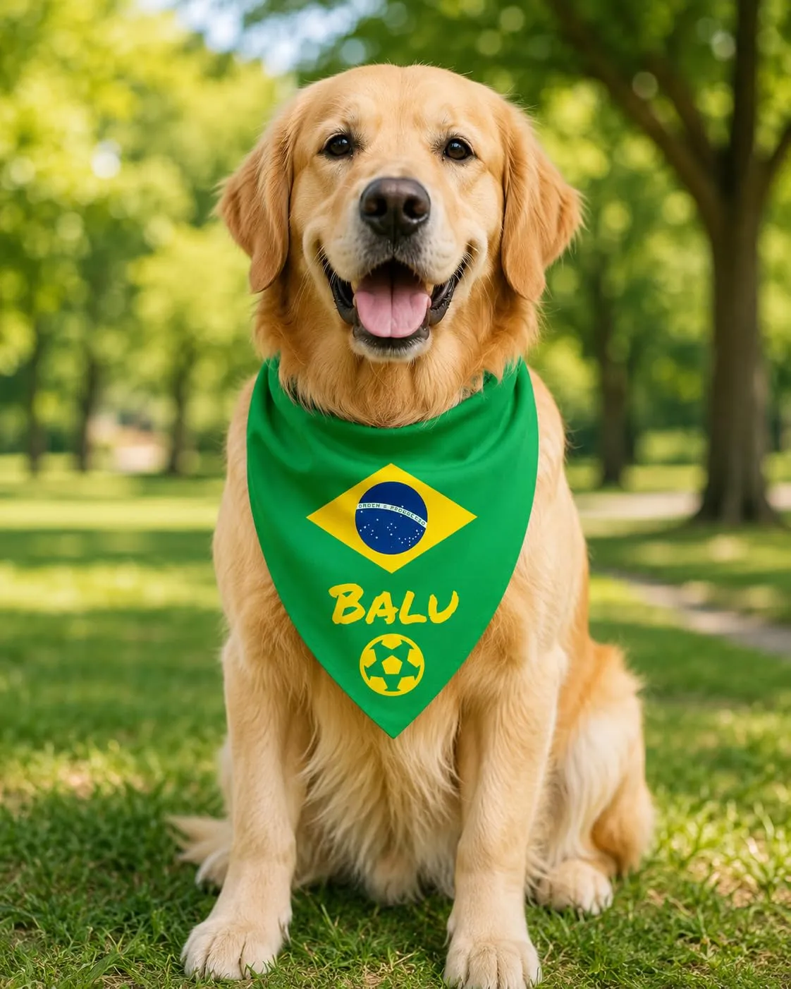 Bandana Personalizzata per Cane con Nome – Foulard per Cani Personalizzabile con Testo e Simbolo – Lavabile – Prodotto e Personalizzato in Europa (Brasile, L) - immagine 2