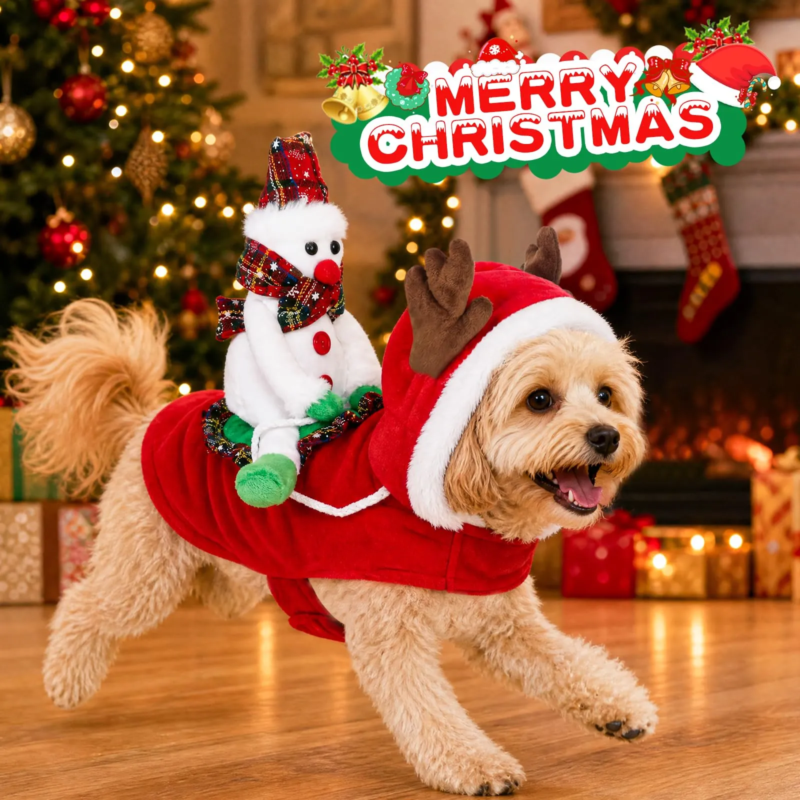 QKURT Abito Natalizio per Cani, Costumi Di Natale Per Cani - immagine 2