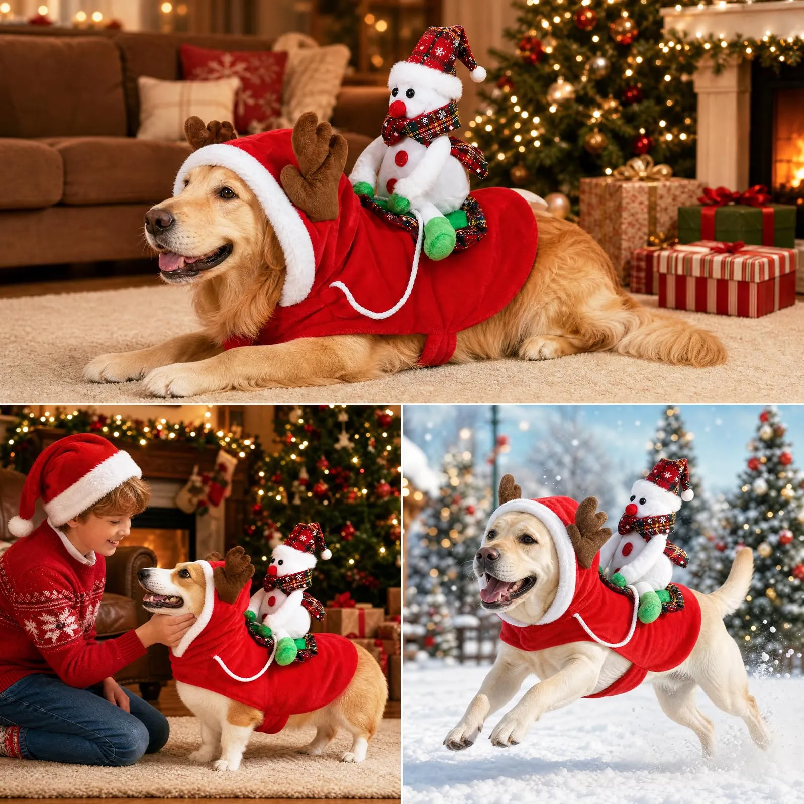 QKURT Abito Natalizio per Cani, Costumi Di Natale Per Cani - immagine 6
