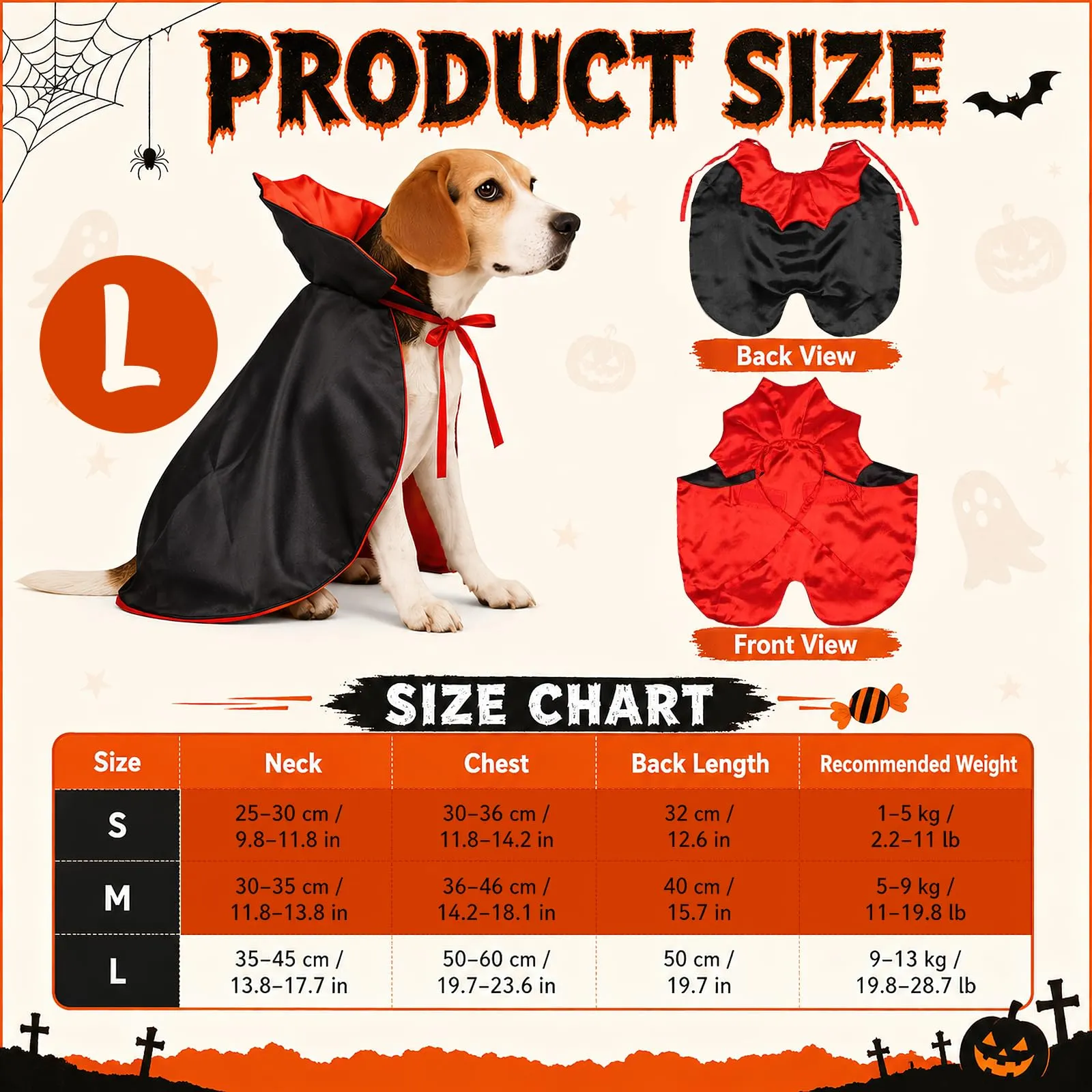 Shyllin Costumi di Halloween per Cane Gatto, Mantello Vampiro per Animale - immagine 2