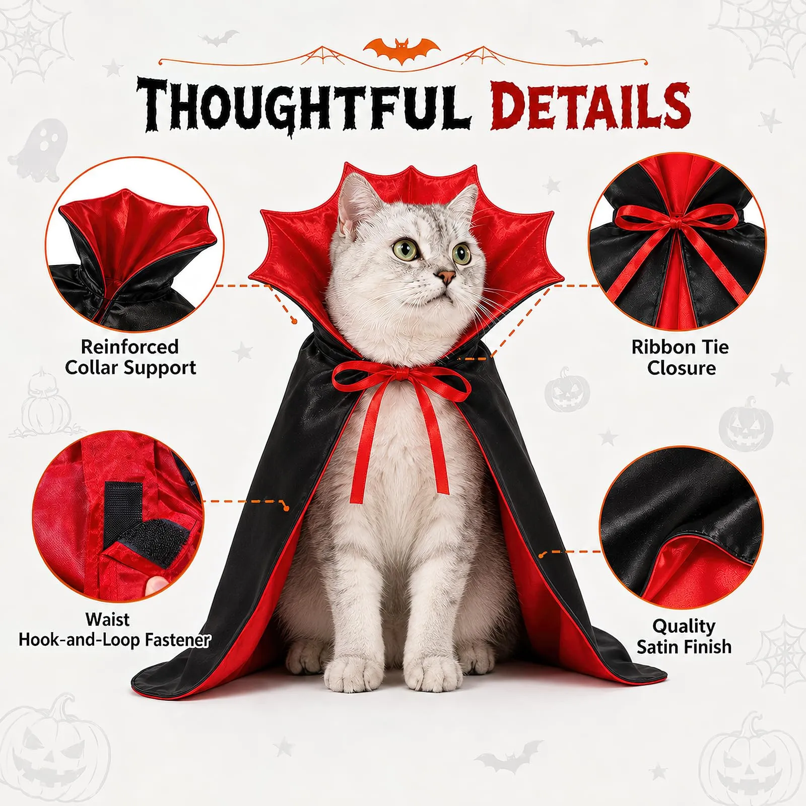 Shyllin Costumi di Halloween per Cane Gatto, Mantello Vampiro per Animale - immagine 3