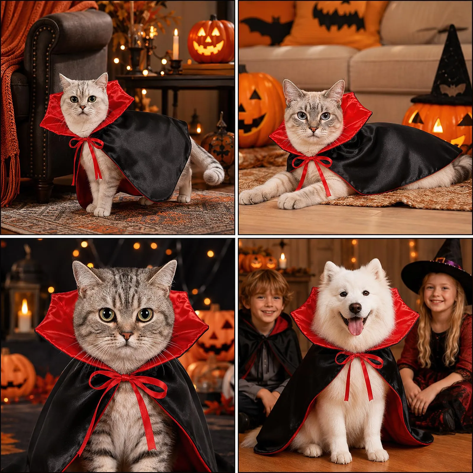 Shyllin Costumi di Halloween per Cane Gatto, Mantello Vampiro per Animale - immagine 7