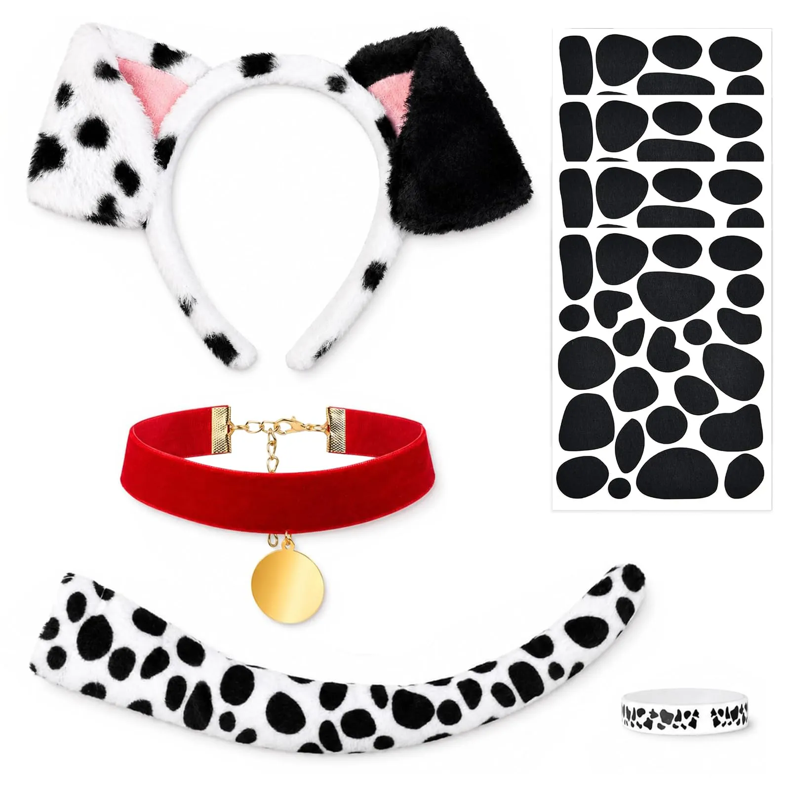 XULIDEONG Set di Costumi Animali, Cerchietto Orecchie Cane con Coda e Collana, Accessori per Costumi di Animali per Carnevale, Halloween - immagine 1