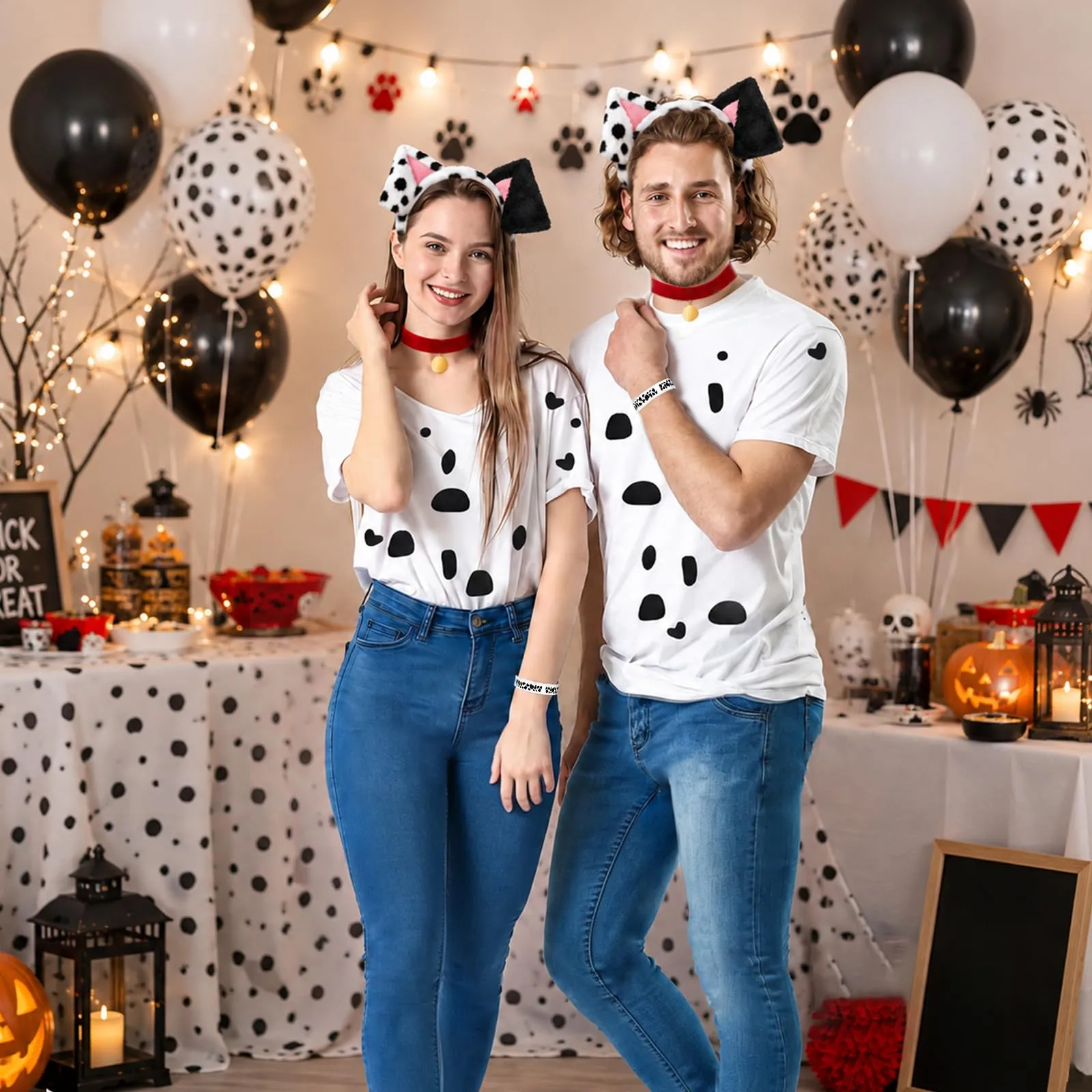 XULIDEONG Set di Costumi Animali, Cerchietto Orecchie Cane con Coda e Collana, Accessori per Costumi di Animali per Carnevale, Halloween - immagine 4