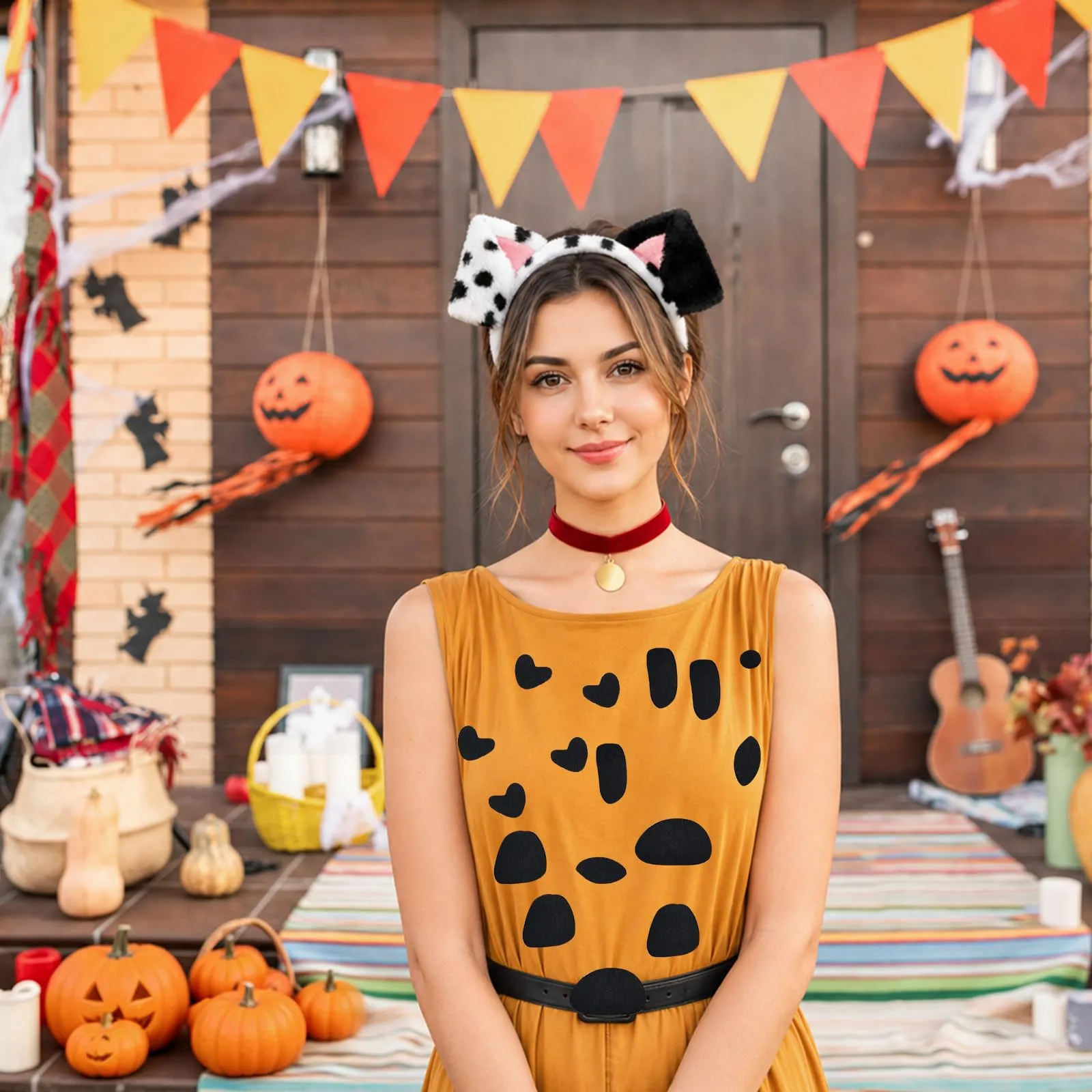 XULIDEONG Set di Costumi Animali, Cerchietto Orecchie Cane con Coda e Collana, Accessori per Costumi di Animali per Carnevale, Halloween - immagine 7