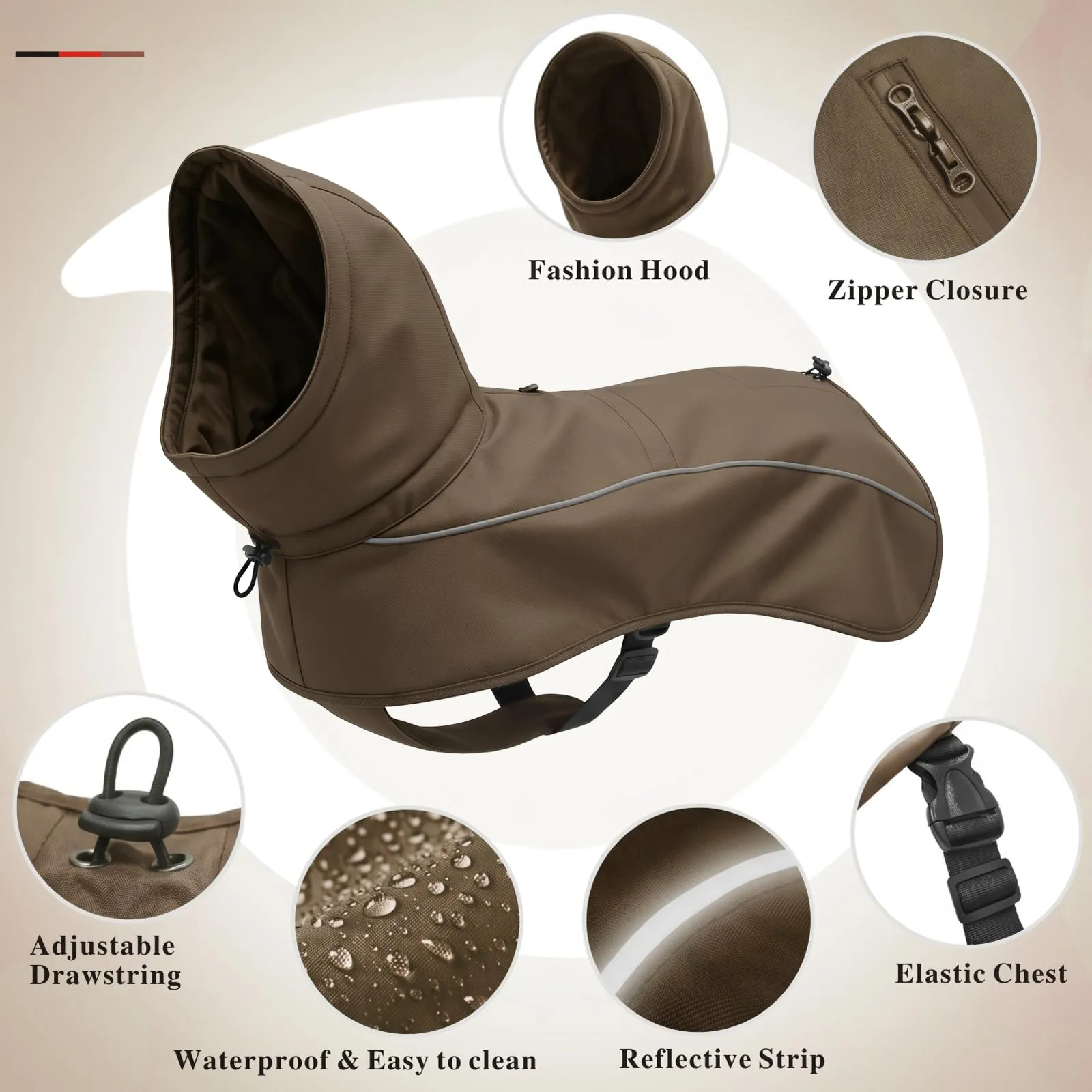 Mosucoirl Giacca impermeabile per cani, impermeabili per cani Cappotti da pioggia riflettenti con cappuccio Poncho a prova di neve per cani piccoli e medi grandi - immagine 5