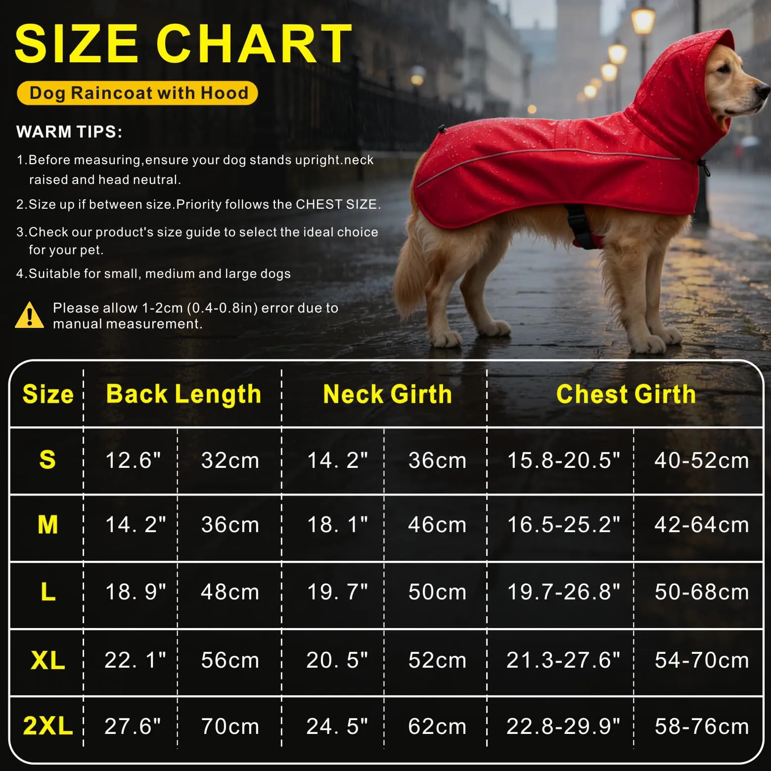 Mosucoirl Giacca impermeabile per cani, impermeabili per cani Cappotti da pioggia riflettenti con cappuccio Poncho a prova di neve per cani piccoli e medi grandi - immagine 2