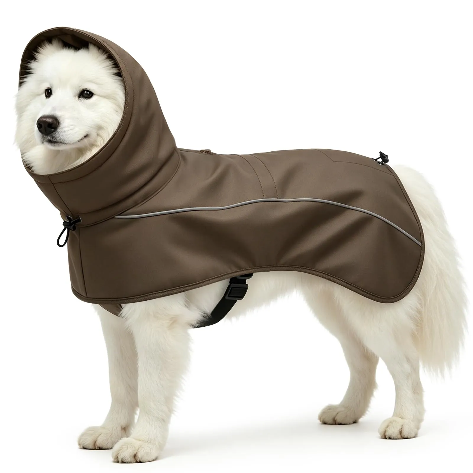 Mosucoirl Giacca impermeabile per cani, impermeabili per cani Cappotti da pioggia riflettenti con cappuccio Poncho a prova di neve per cani piccoli e medi grandi - immagine 1