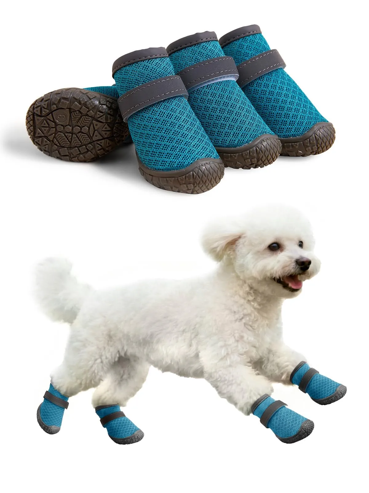 Haloumoning Scarpe antiscivolo per cani, suola robusta, Blu Lago, XS - immagine 1