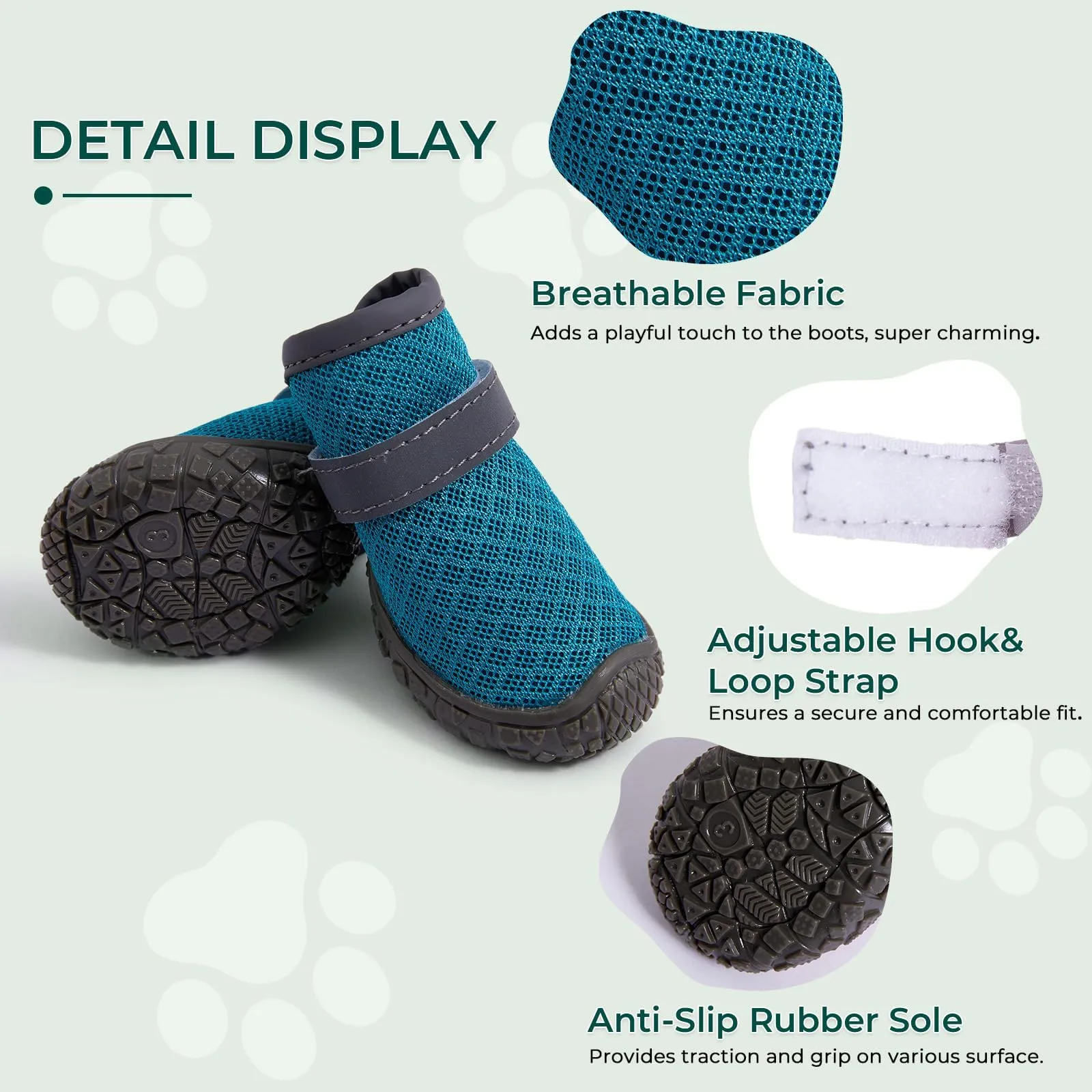Haloumoning Scarpe antiscivolo per cani, suola robusta, Blu Lago, L - immagine 2