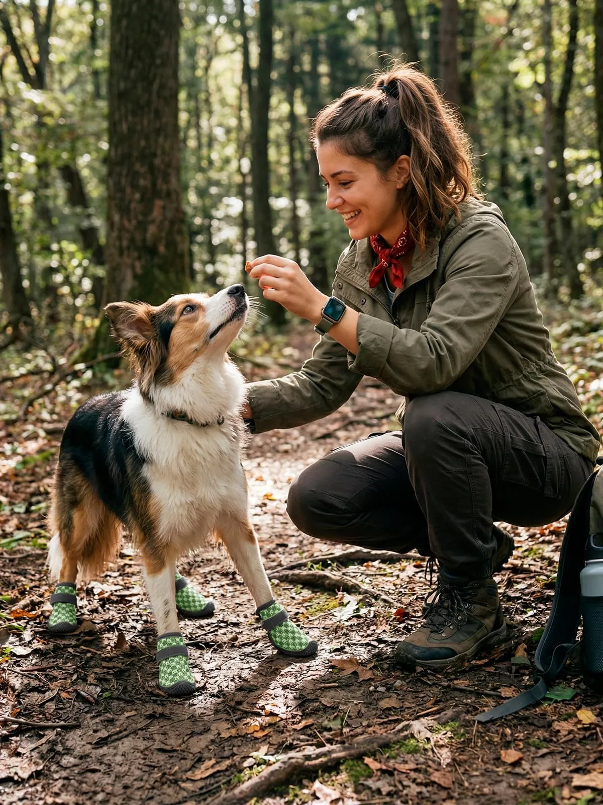 Haloumoning Scarpe antiscivolo per cani, suola robusta, Verde, M - immagine 5