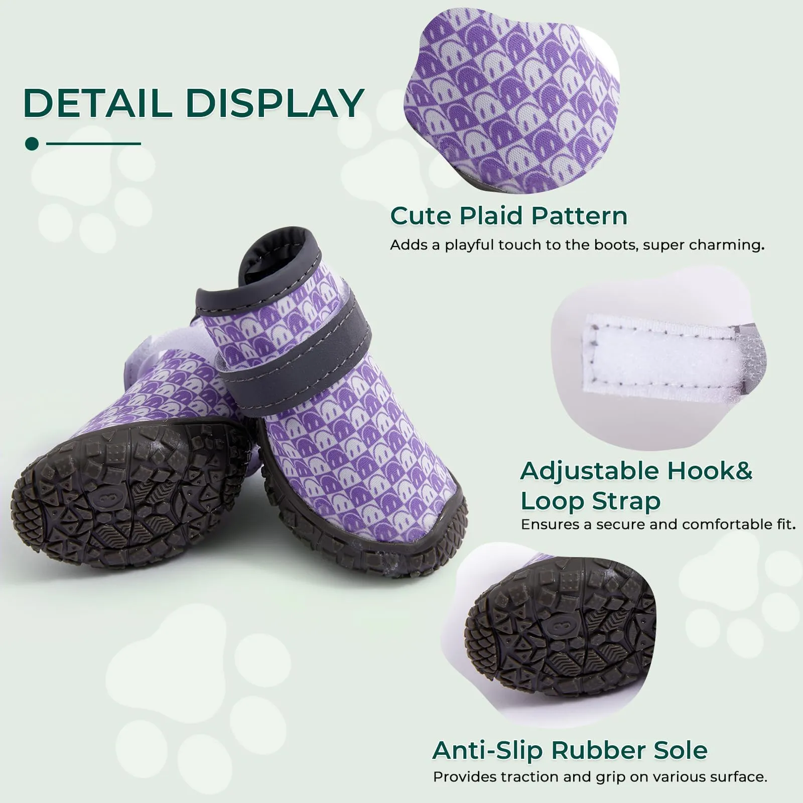 Haloumoning Scarpe antiscivolo per cani, suola robusta, Viola, XS - immagine 2