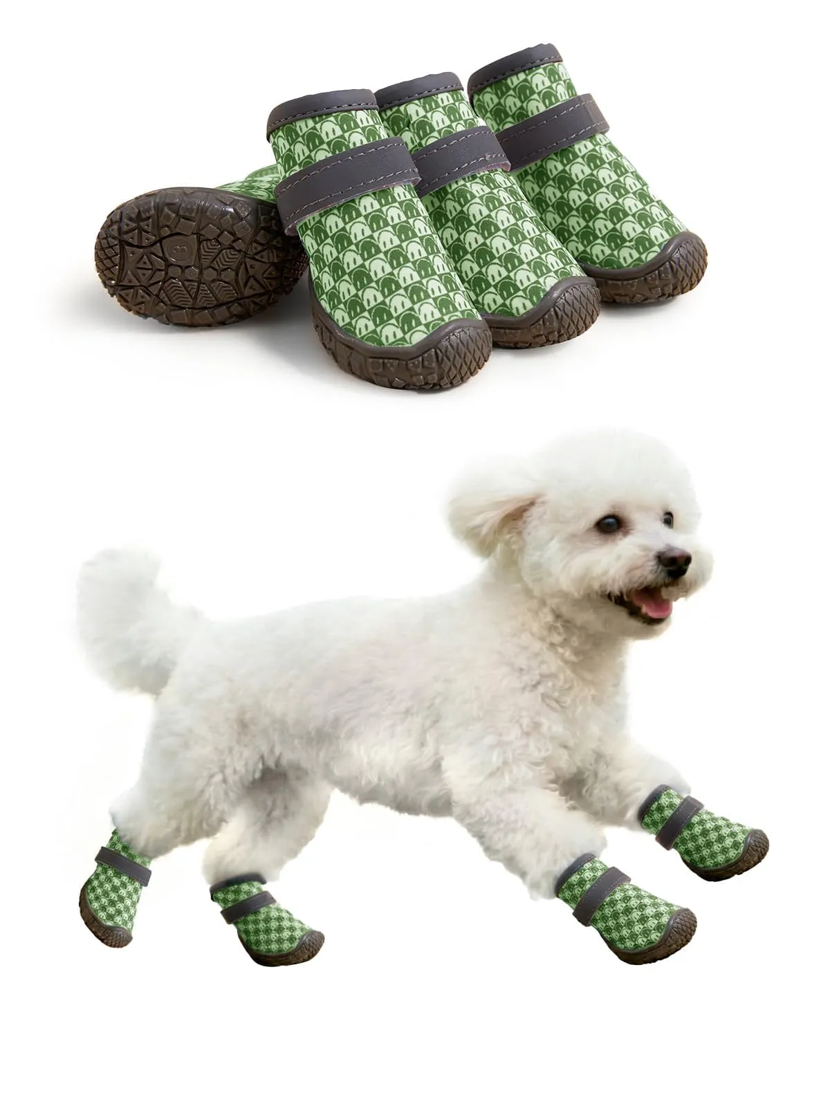 Haloumoning Scarpe antiscivolo per cani, suola robusta, Verde, S - immagine 1