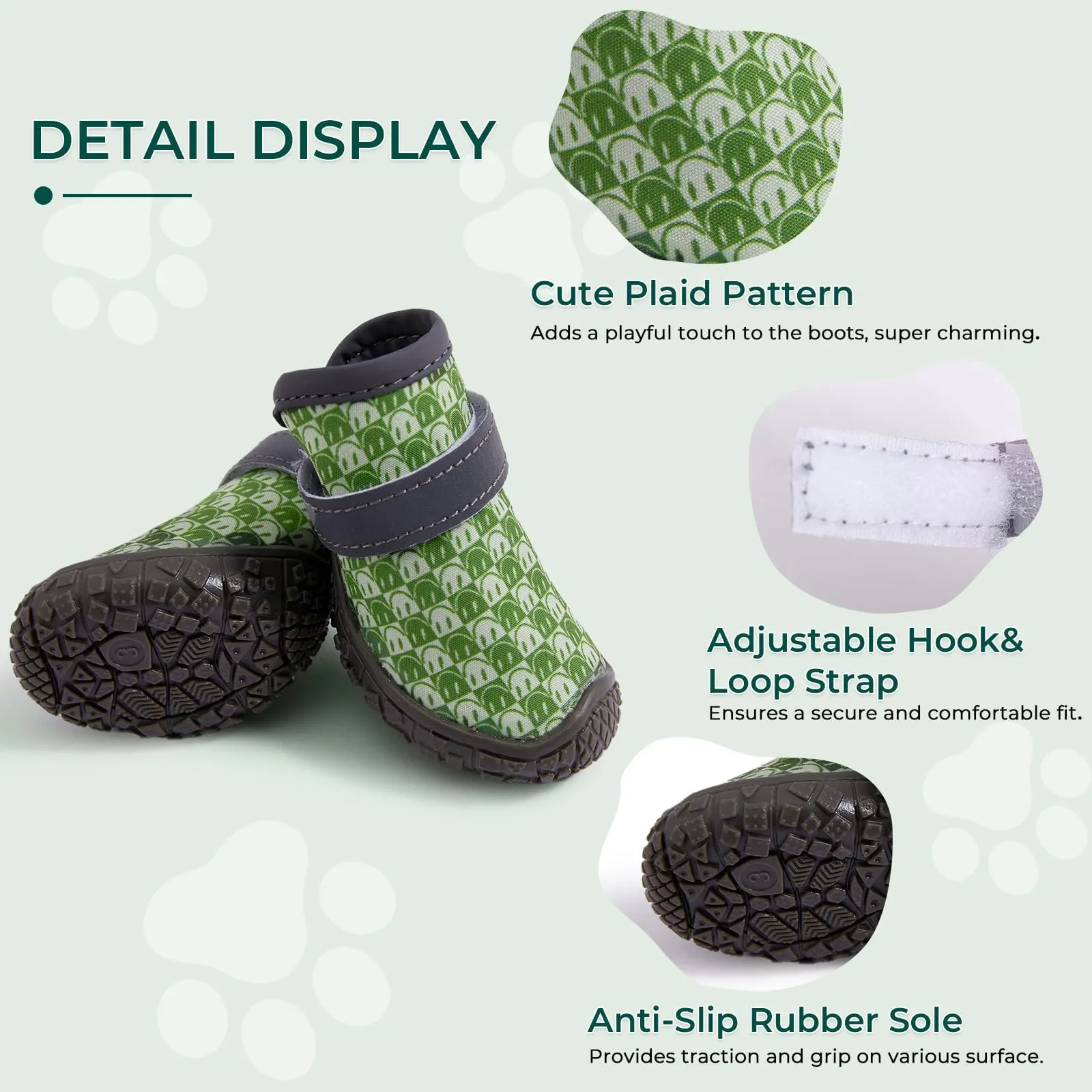 Haloumoning Scarpe antiscivolo per cani, suola robusta, Verde, S - immagine 2
