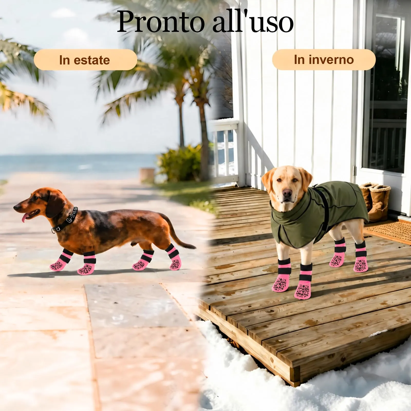 PETLOFT Calzini Antiscivolo per Cani, Prevengono Le Leccate e Graffi, Migliorano la Trazione, Adatti a Cani da Taglia Media a Grande, Regolabili con Gancio e Anello (XS, Rosa, Ossa Cartoon) - immagine 6