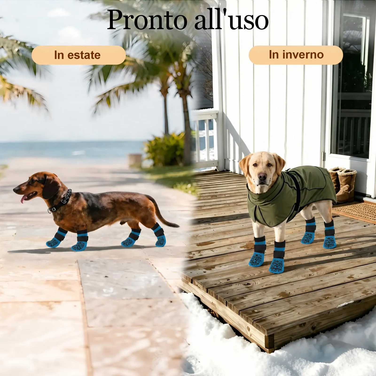 PETLOFT Calzini Antiscivolo per Cani, Prevengono Le Leccate e Graffi, Migliorano la Trazione, Adatti a Cani da Taglia Media a Grande, Regolabili con Gancio e Anello (XL, Blu, Ossa Cartoon) - immagine 6