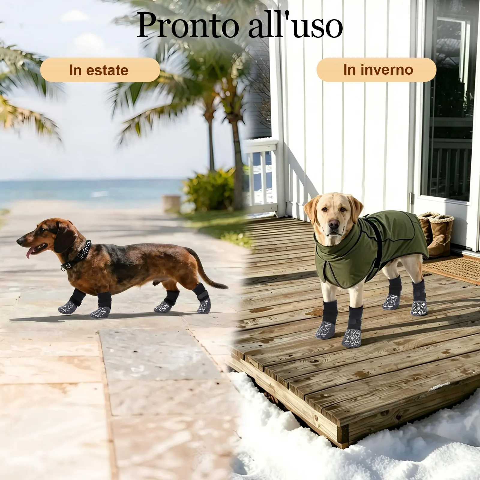 PETLOFT Calzini Antiscivolo per Cani, Prevengono Le Leccate e Graffi, Migliorano la Trazione, Adatti a Cani da Taglia Media a Grande, Regolabili con Gancio e Anello (M, Bianco, Ossa Cartoon) - immagine 6
