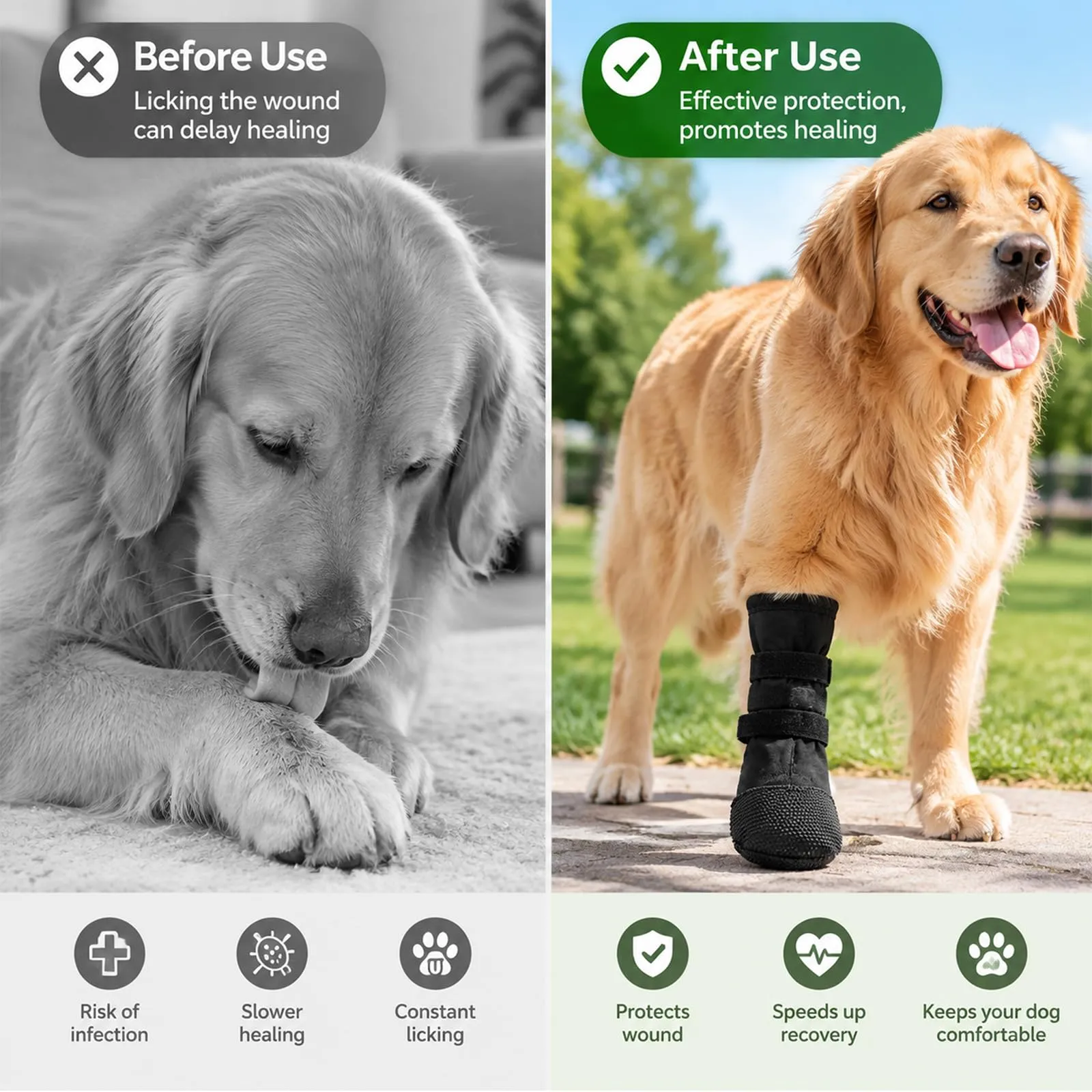 Scarpe per cani con protezione per zampe, regolabili, antiscivolo - immagine 5