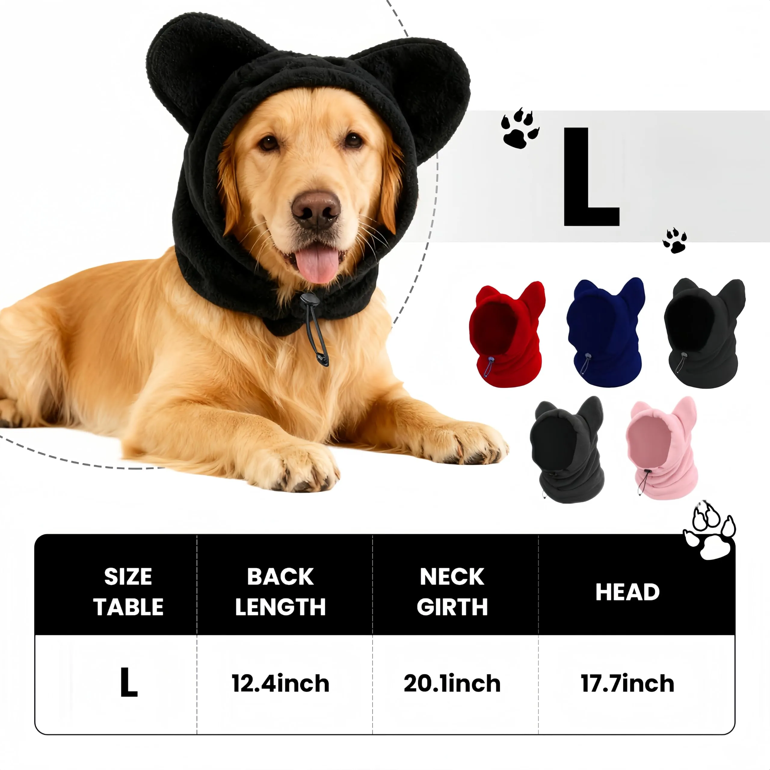 Wollene - Cappuccio per cani e gatti, copricapo autunnale/invernale con orecchie carine, fascia per il collo regolabile per le giornate fredde, morbida protezione per il collo per animali domestici di - immagine 5