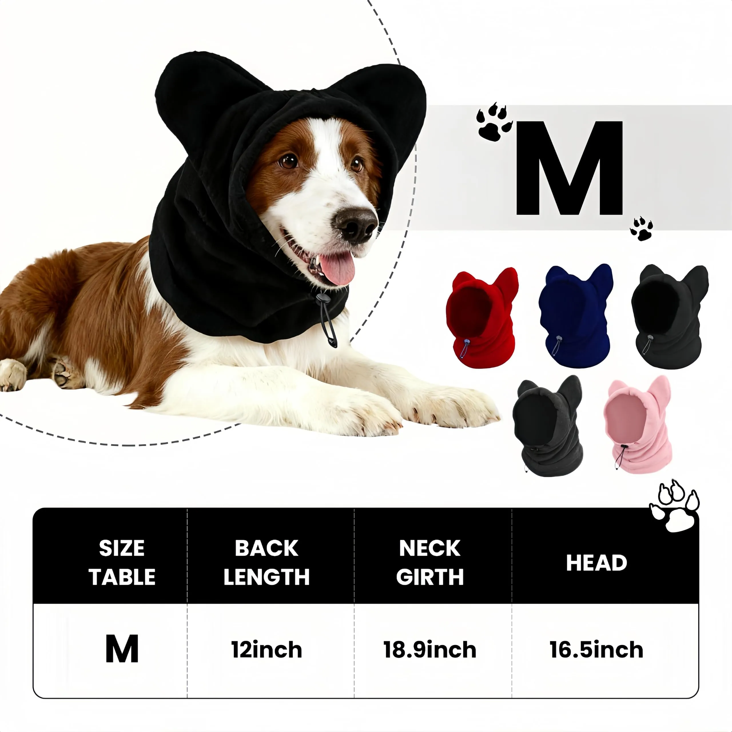 Wollene - Cappuccio per cani e gatti, copricapo autunnale/invernale con orecchie carine, fascia per il collo regolabile per le giornate fredde, morbida protezione per il collo per animali domestici di - immagine 5
